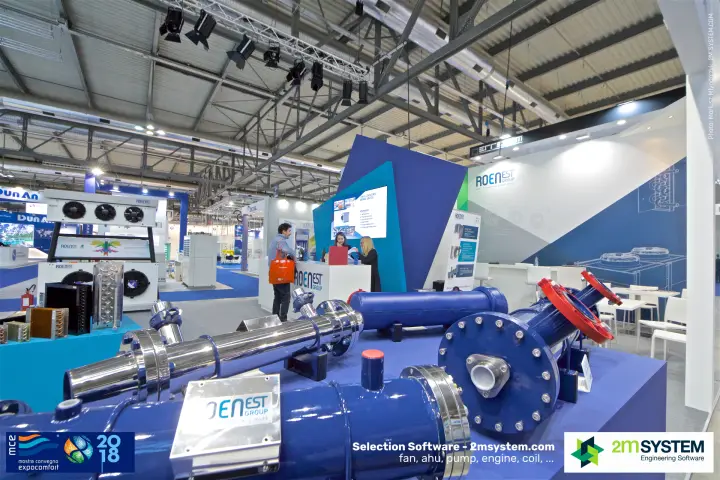 Roenest blue shell-and-tube heat exchangers in close-up at MCE 2018