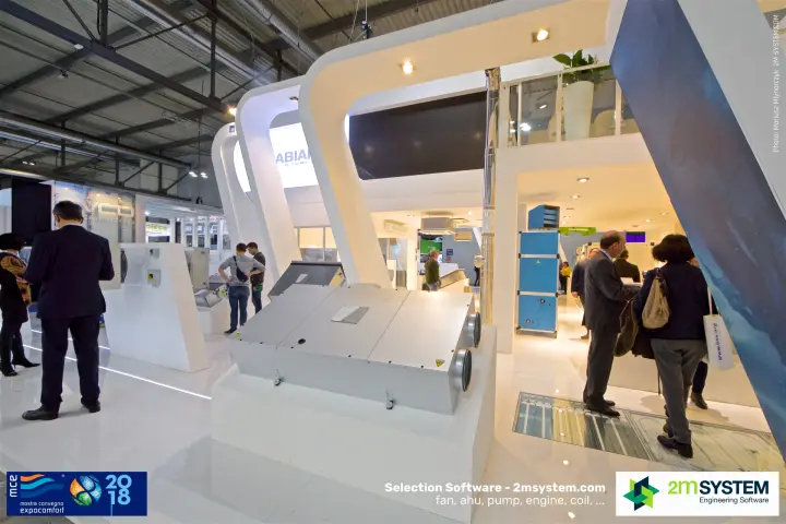 Sabiana heat recovery unit and blue air handler inside the stand