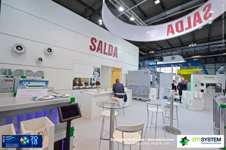 Salda stand with Eurovent Certified Performance display and duct fans at MCE 2018