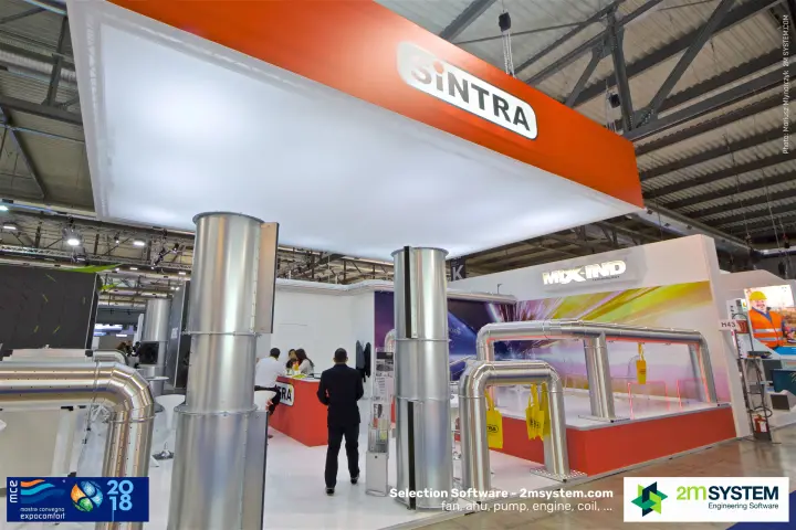 Sintra stand with galvanised ducts and Mix-Ind clad pipe display at MCE 2018