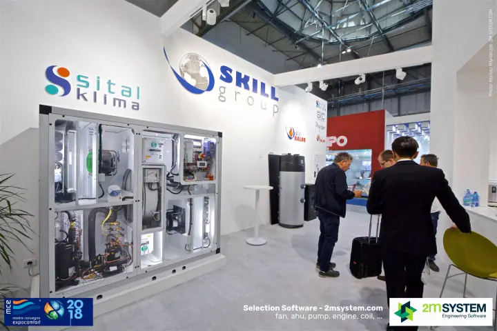 Sital Klima unit with transparent panels showing its internals at MCE 2018
