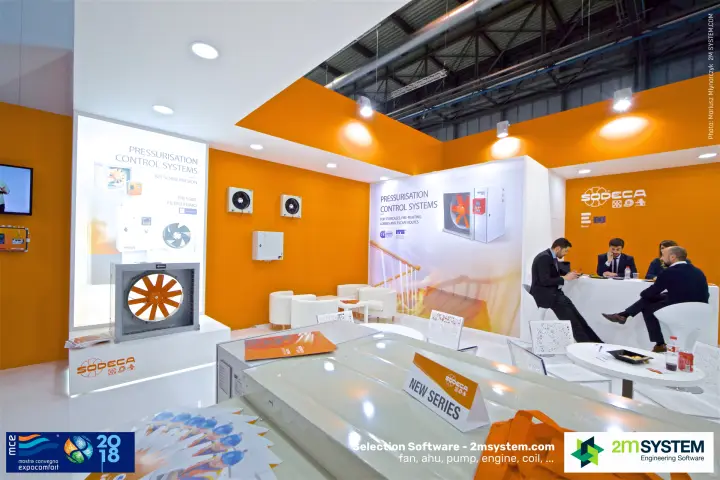 Sodeca pressurisation control systems corner with a 'New Series' unit at MCE 2018