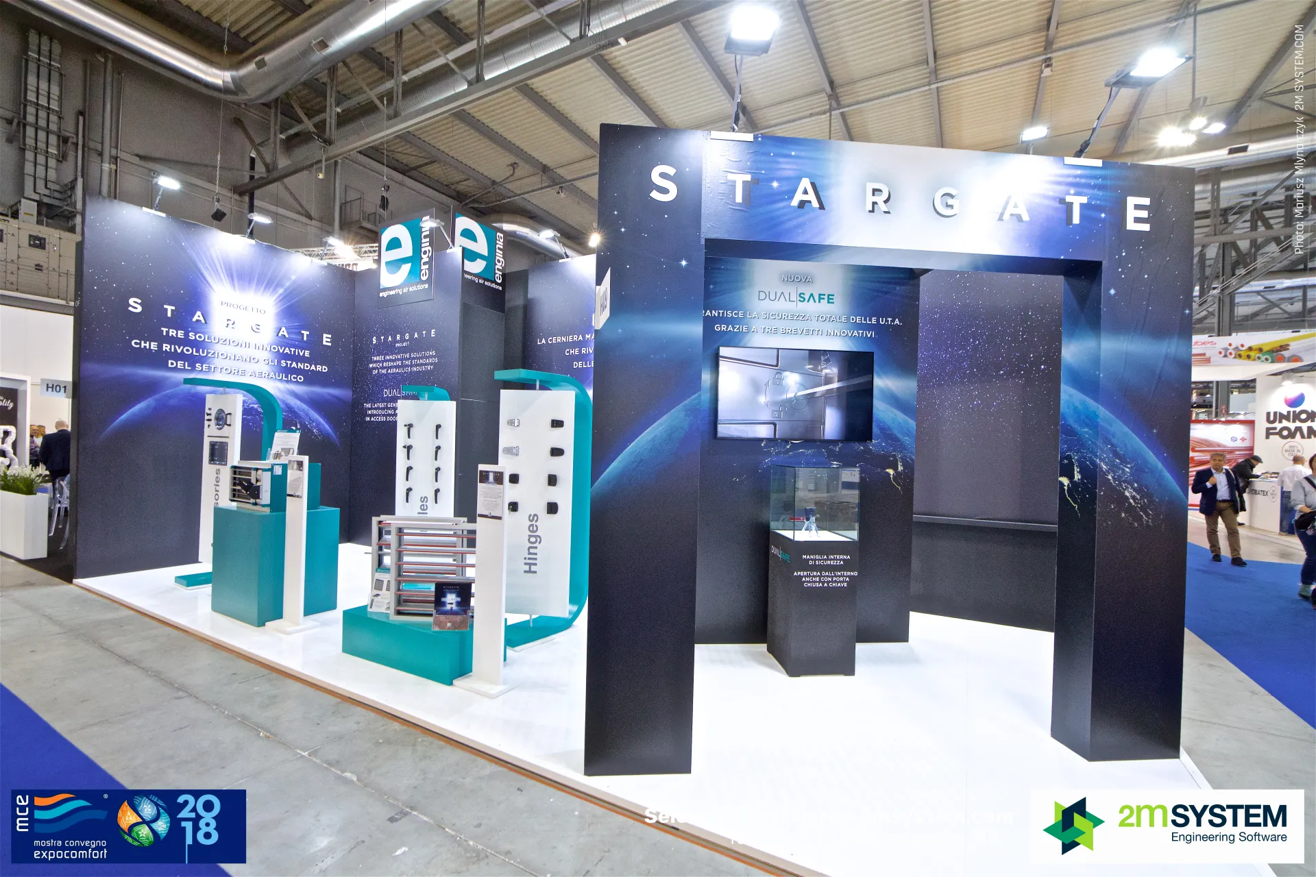 Stargate portal with Dual Safe screen on the Enginia stand at MCE 2018