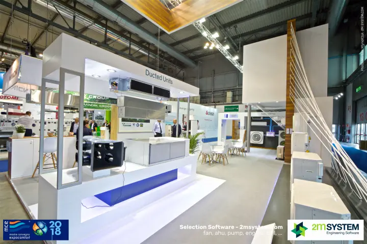 Tadiran Ducted Units display with blue-lit plinth at MCE 2018