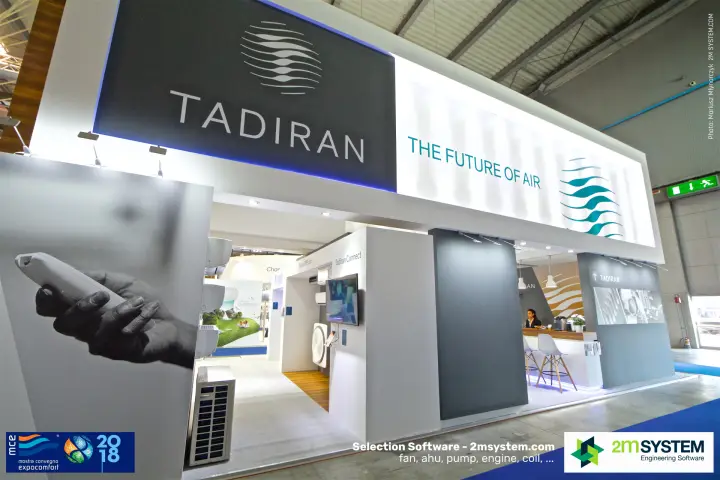 Tadiran fascia, "Tadiran Connect" section and coffee bar at MCE 2018