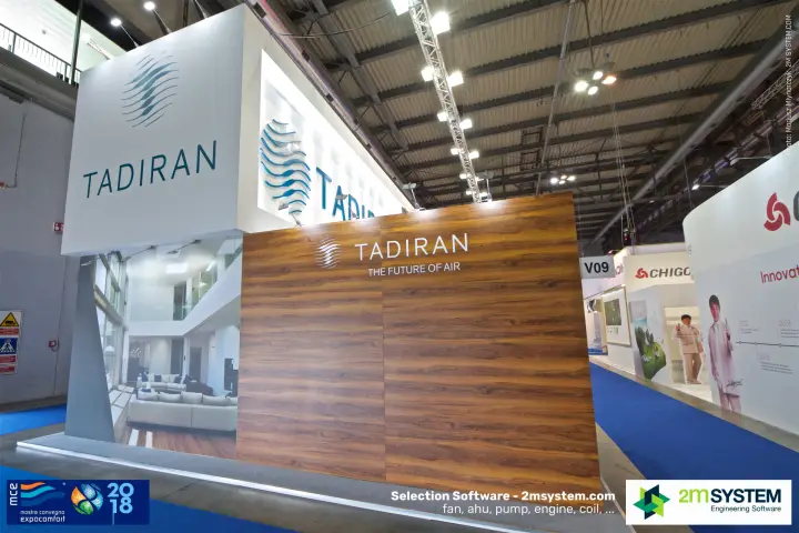 Tadiran wood-grain back wall with "The Future of Air" slogan at MCE 2018