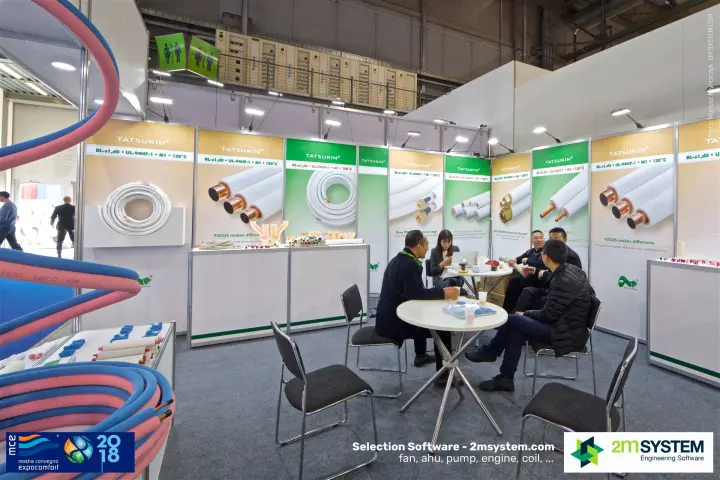 Tatsukin shell-scheme stand with pre-insulated copper pipe posters