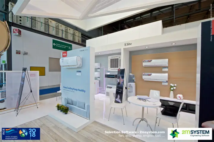 TCL Elite niche with wall splits on wood panelling and a meeting table at MCE 2018