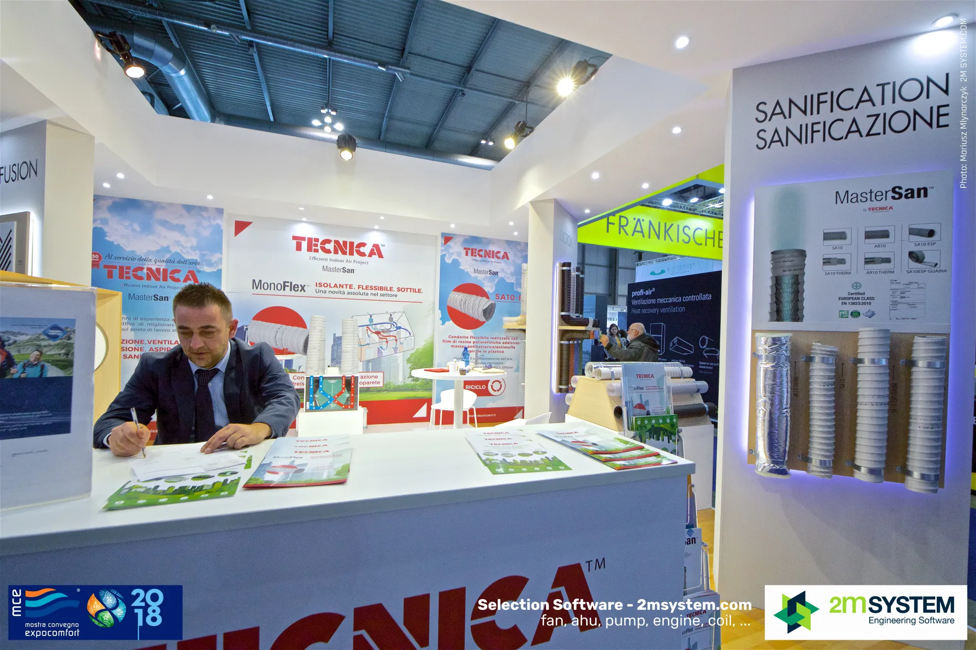 Tecnica stand with MasterSan flexible ducts and MonoFlex graphics at MCE 2018