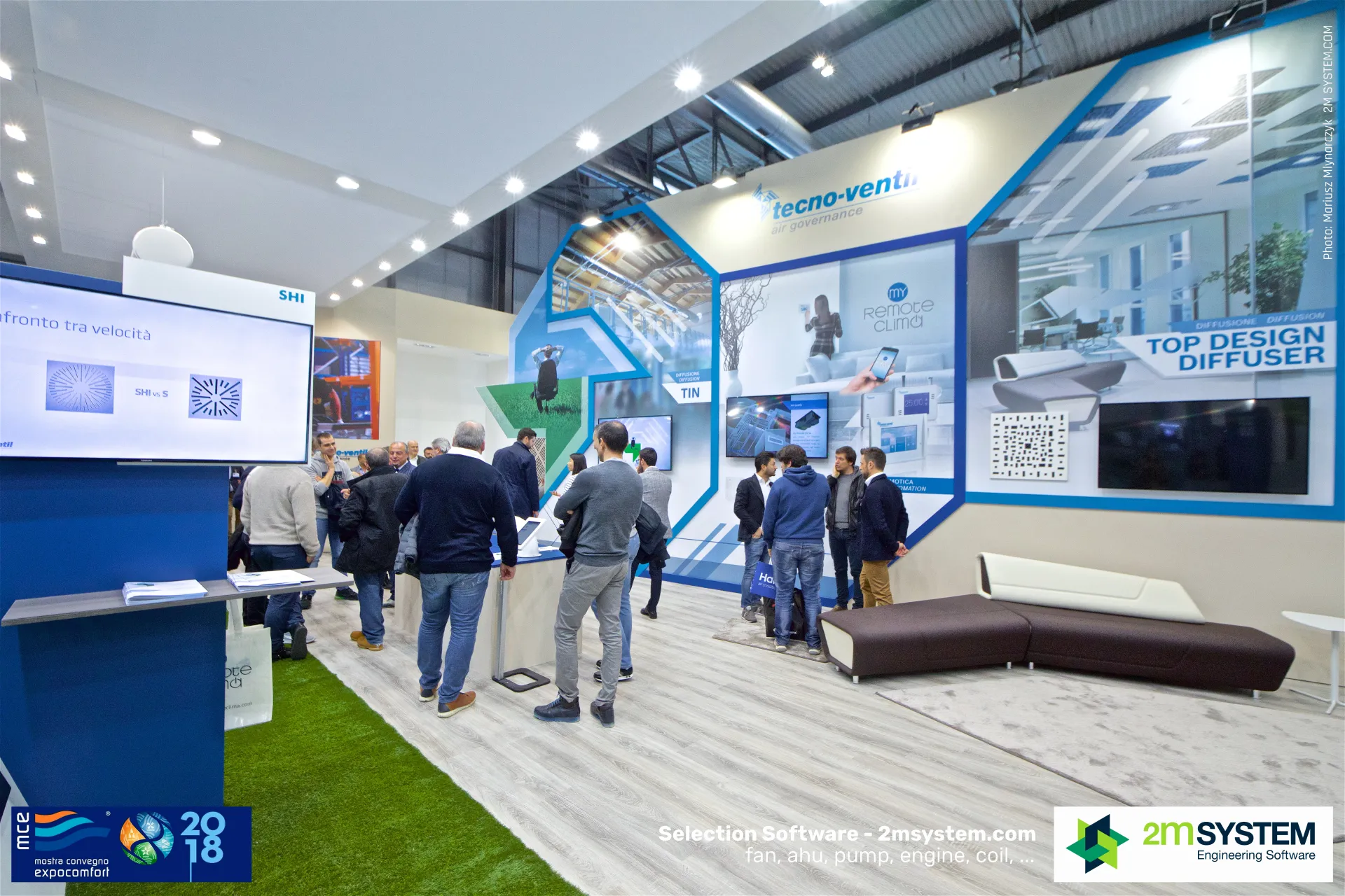 Tecno-Ventil air governance wall with Top Design Diffuser at MCE 2018