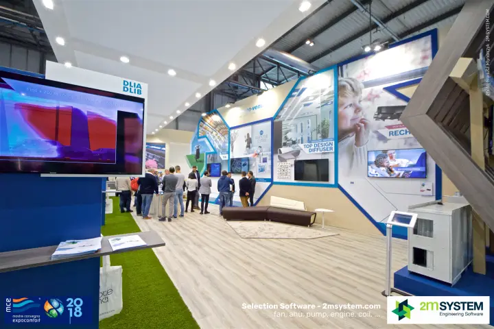 Tecno-Ventil stand with DLIA DLIB diffuser screen and visitors