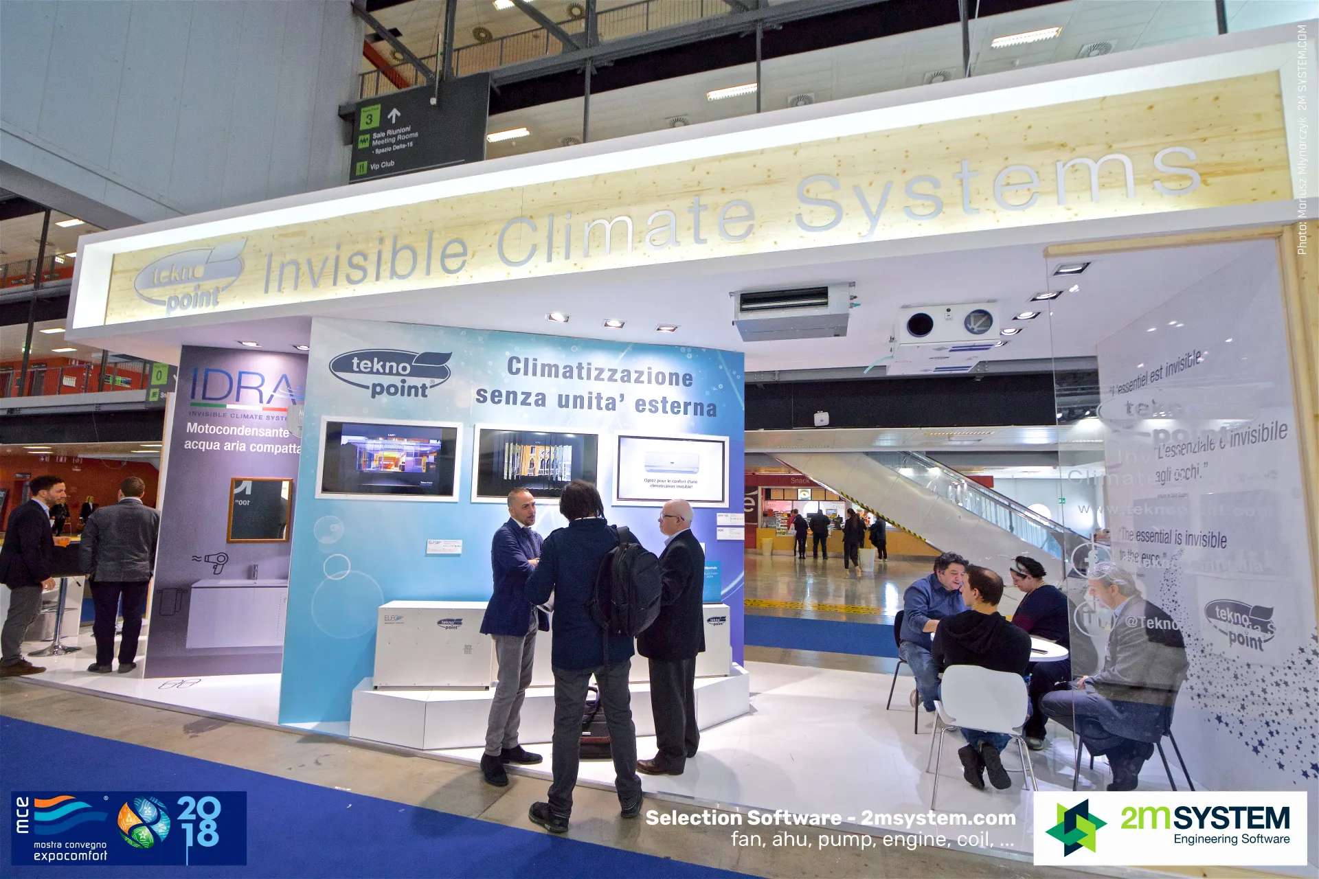 Tekno Point stand with Invisible Climate Systems fascia and IDRA unit at MCE 2018