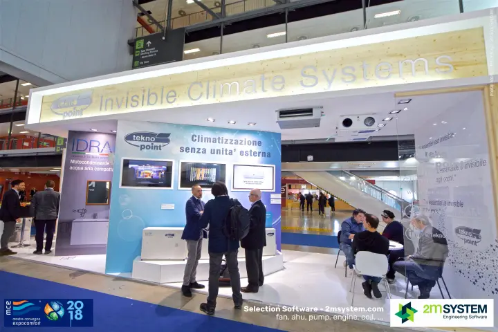 Tekno Point stand with Invisible Climate Systems fascia and IDRA unit at MCE 2018