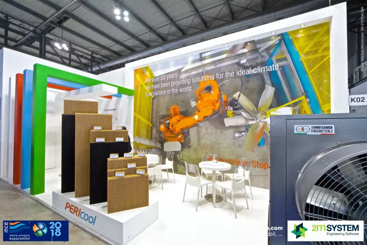 Termotecnica Pericoli stand with Pericool evaporative pads and fan unit