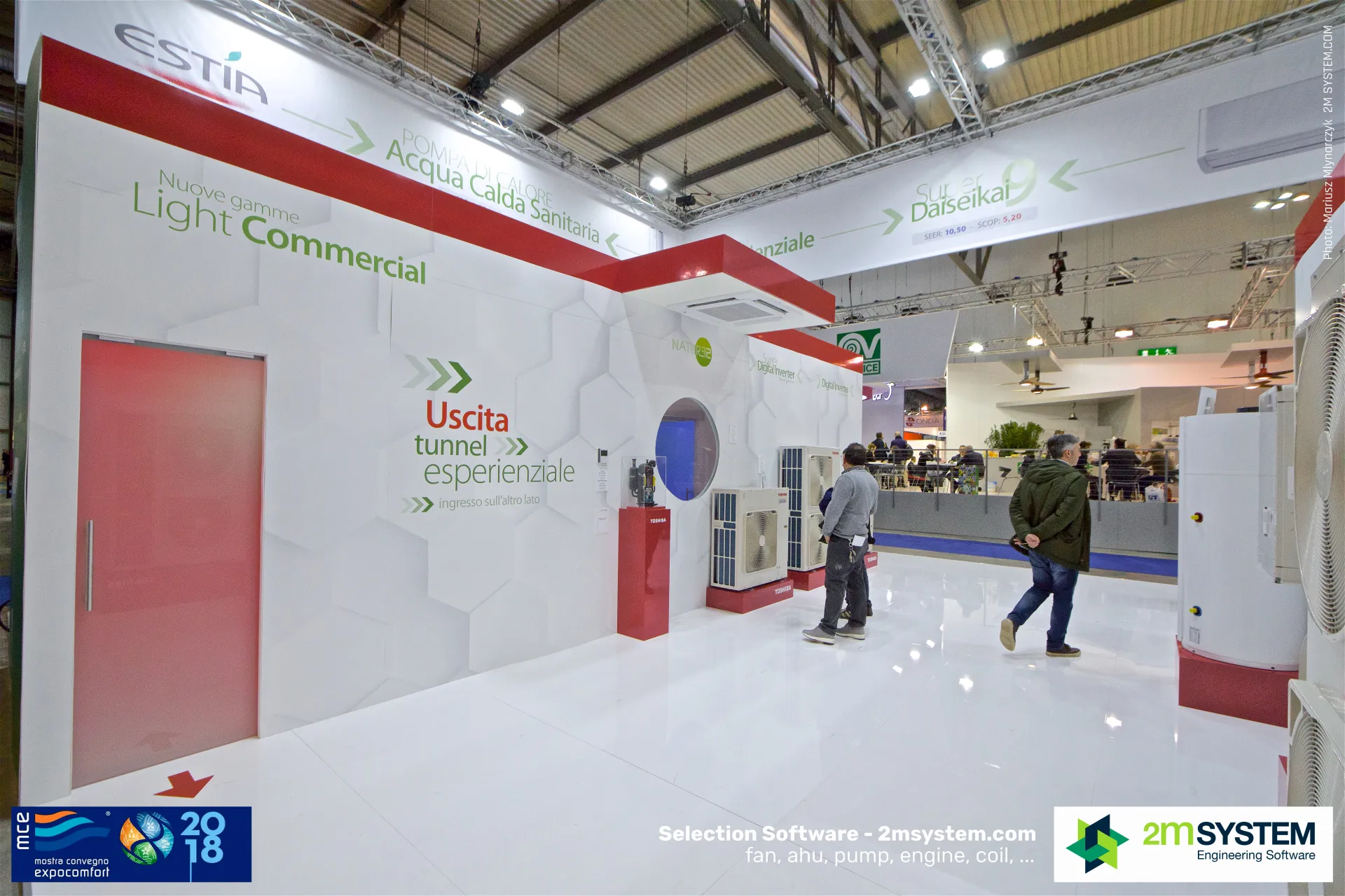 Toshiba stand exit of the experience tunnel and Light Commercial units at MCE 2018