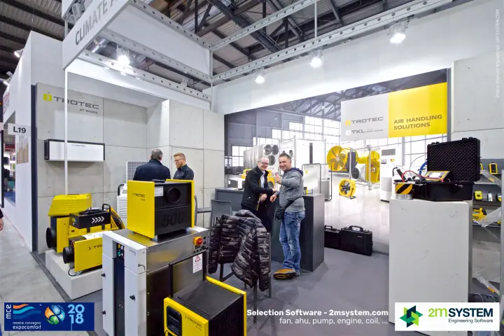 Trotec booth L19 with mobile climate equipment and test case