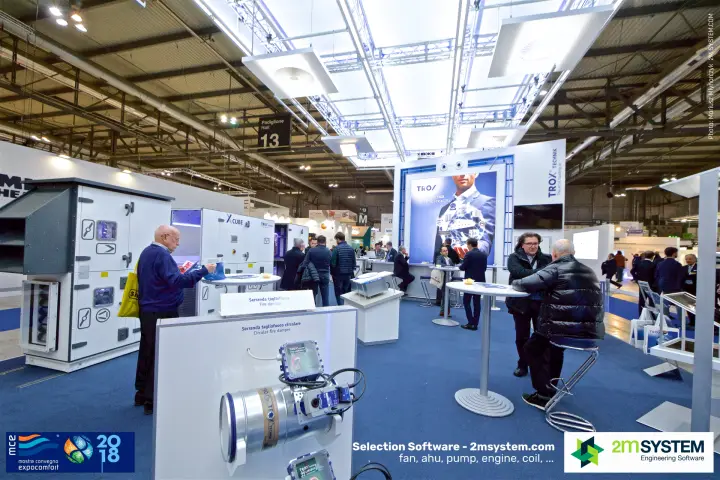 TROX circular fire damper display with air handling units behind at MCE 2018