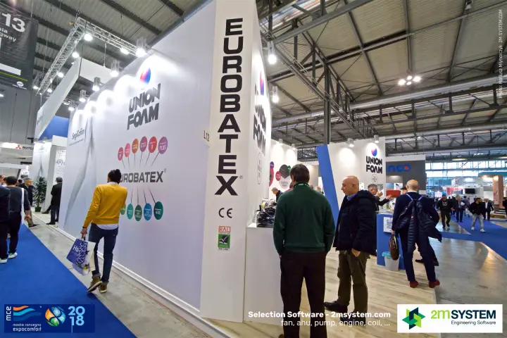 Union Foam stand corner with a tall 'Eurobatex' column at L12