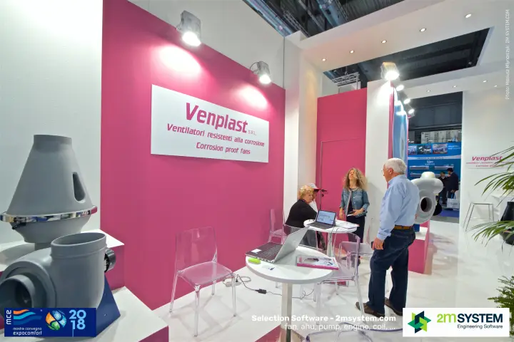 Venplast stand with grey corrosion-proof plastic fans at MCE 2018
