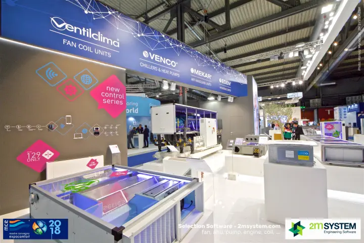 Ventilclima fan coils with glass-topped unit and "new control series" wall at MCE 2018