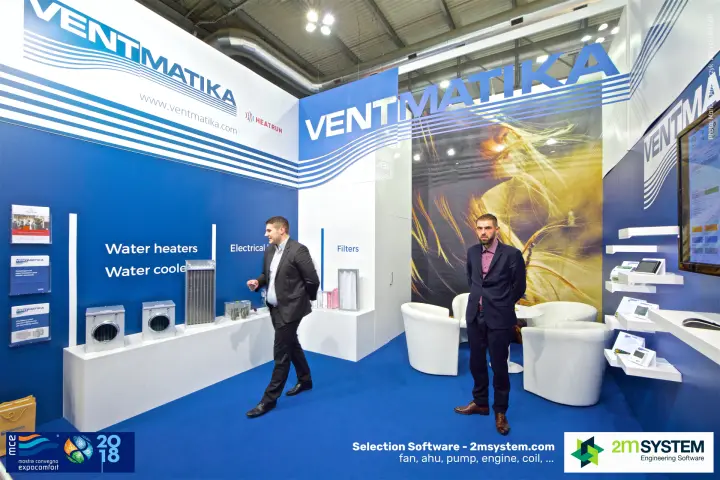 Ventmatika stand with duct water heaters, coolers and filters at MCE 2018