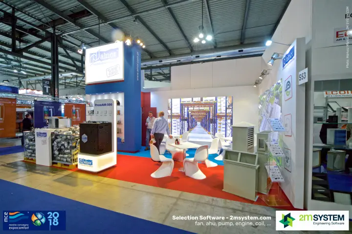 Wide view of Alnor stand S53 with red floor and warehouse photo wall
