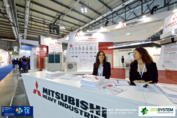 Wide view of Mitsubishi Heavy Industries counter in Hall 13 at MCE 2018