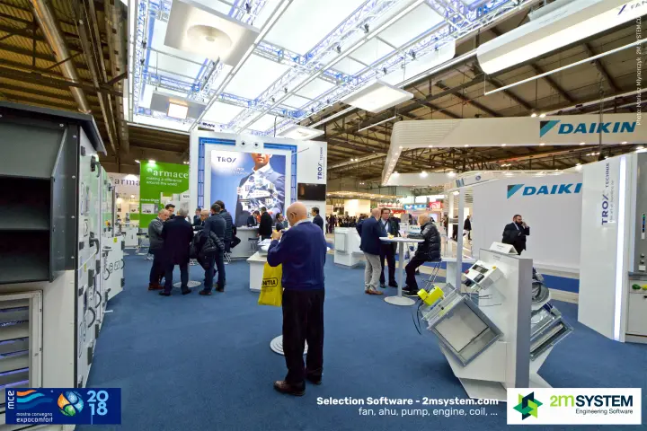 Wide view of the TROX stand with damper displays and AHU casings at MCE 2018