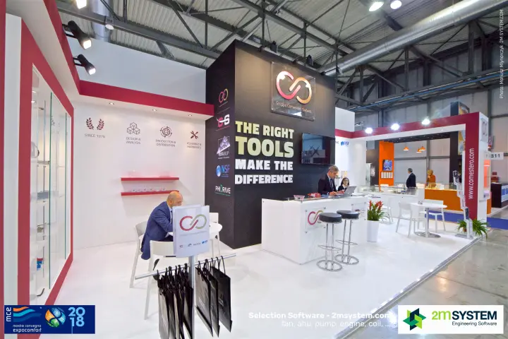 Wider view of the Gruppo Comestero Sistemi stand with partner brands