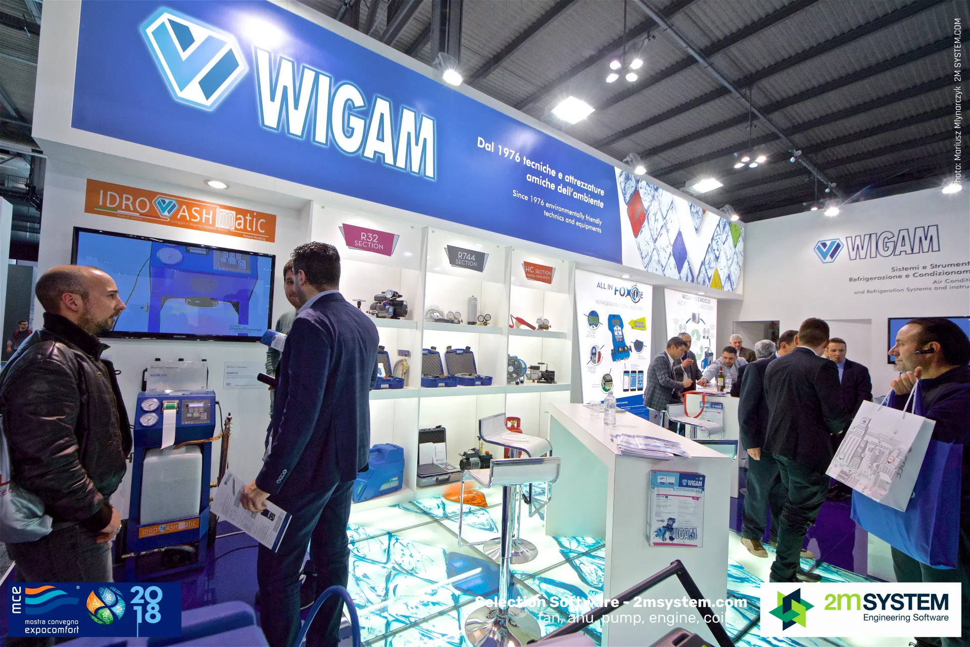 Wigam Idro Washmatic unit and R32 section tools at MCE 2018