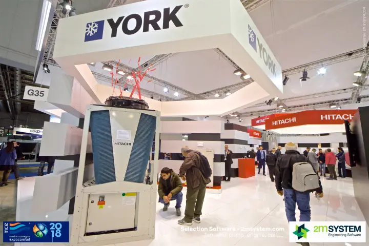 York stand G35 with a Hitachi outdoor unit at the entrance at MCE 2018