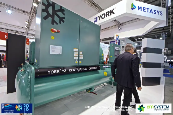 York YZ centrifugal chiller on the York and Metasys stand at MCE 2018