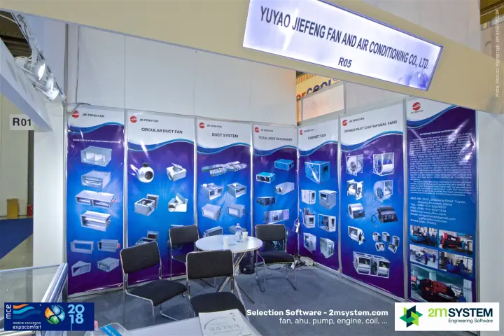 Yuyao Jiefeng shell-scheme stand with fan and duct product posters