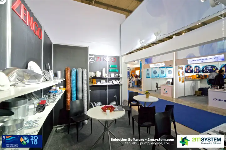Zengo duct fittings and flexible hoses beside a China Pavilion aisle at MCE 2018