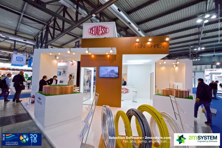 Zetaesse and Feinrohren stand with copper tube coils and multilayer pipe rolls at MCE 2018