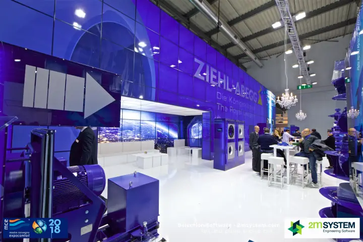 Ziehl-Abegg belt-driven fan unit beside the stand lounge