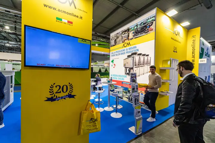 ACM column with 2004-2024 anniversary emblem and product screen at MCE 2024