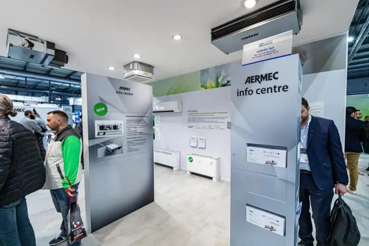 Aermec fan coil zone with ceiling, wall and floor units at MCE 2024