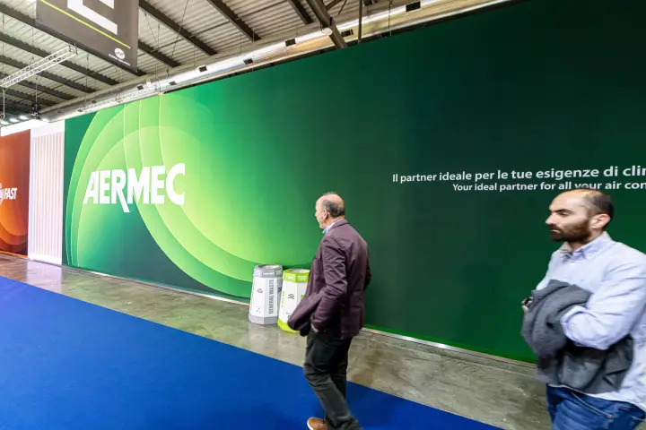 Aermec outer wall with the slogan 'Il partner ideale per le tue esigenze' at MCE 2024