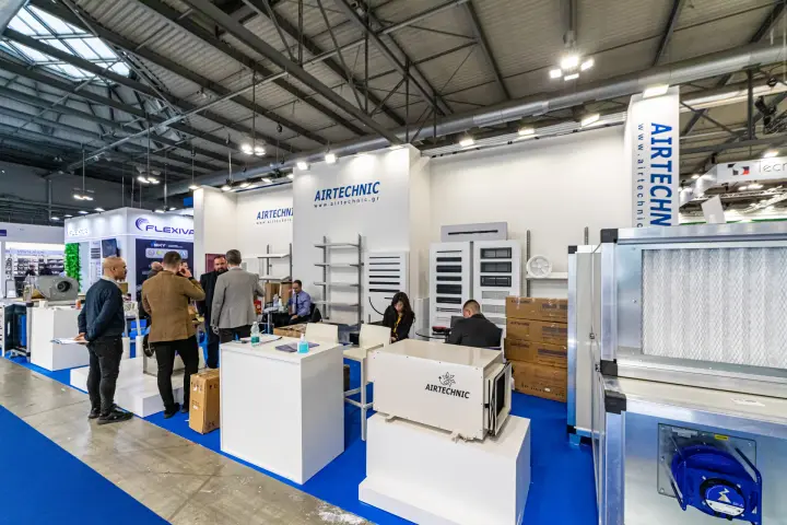 Airtechnic branded cabinet unit, grille panels and open filter section at MCE 2024