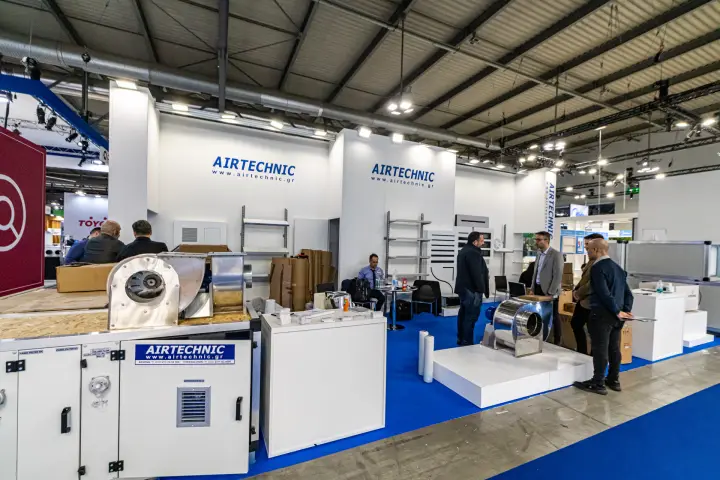Airtechnic stand with stainless centrifugal fans and an air handling unit at MCE 2024