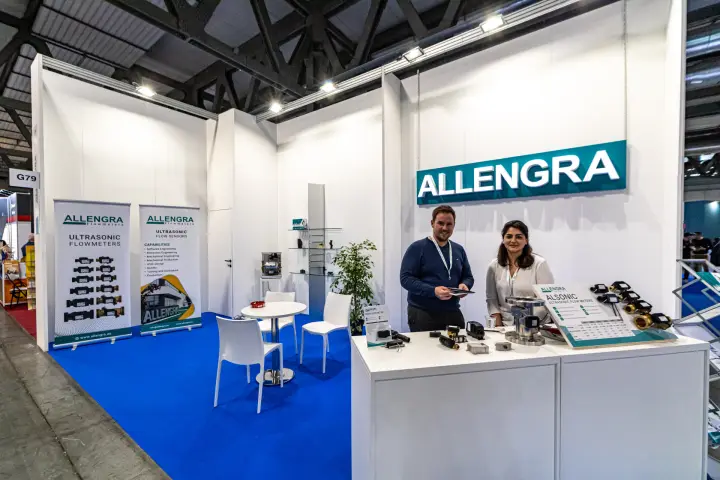 Allengra stand with Alsonic ultrasonic flow meters on the counter at MCE 2024