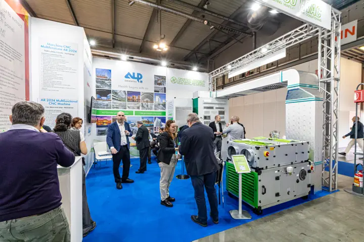 ALP and EVCO HVAC stand with green-panelled air handling unit at MCE 2024