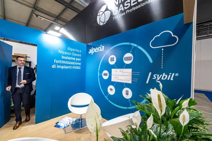 Alperia and Nippon Gases sybil HVAC optimisation diagram on a blue wall