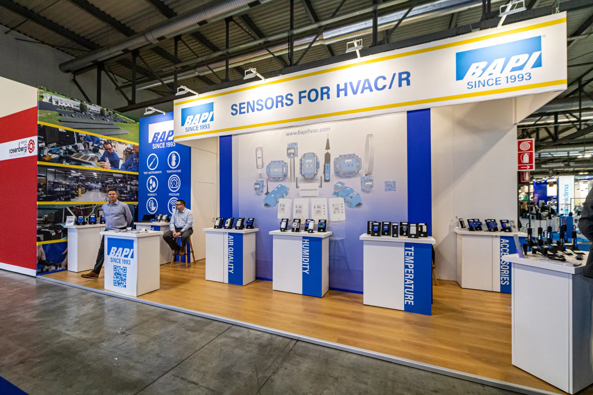 BAPI 'Sensors for HVAC/R' stand with themed sensor plinths at MCE 2024