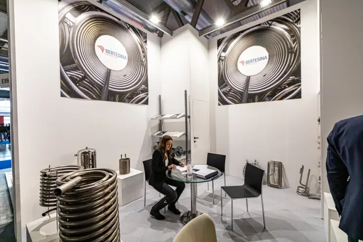 Bertesina stand with large coiled tube heat exchangers