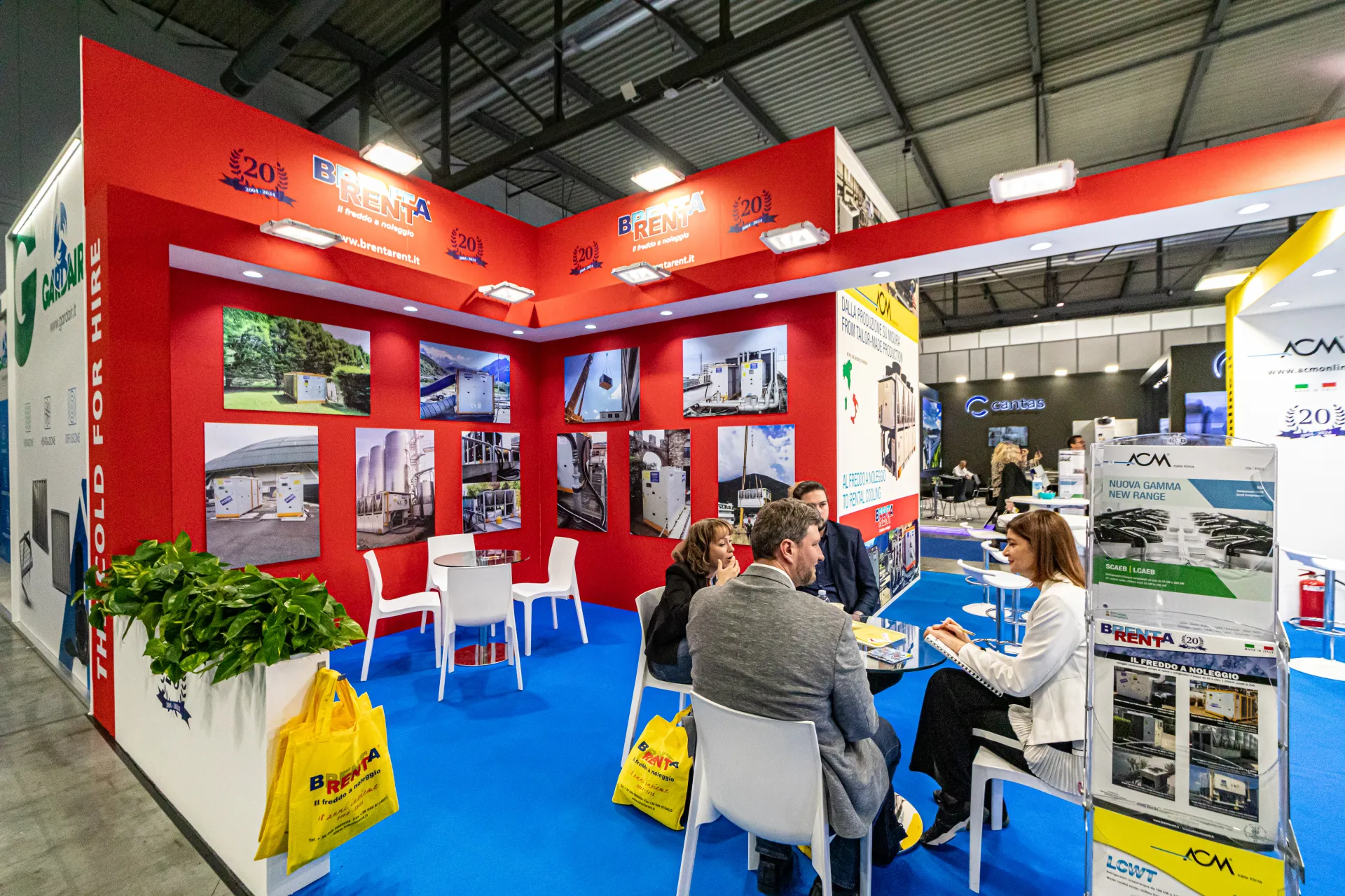 Brenta Rent corner with 'The cold for hire' lettering and meeting table at MCE 2024