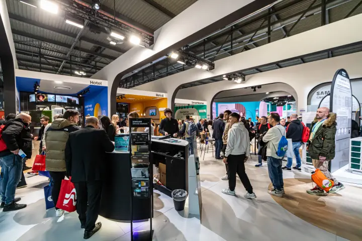 Busy Samsung Climate Solutions stand with Hotel and Retail zones at MCE 2024