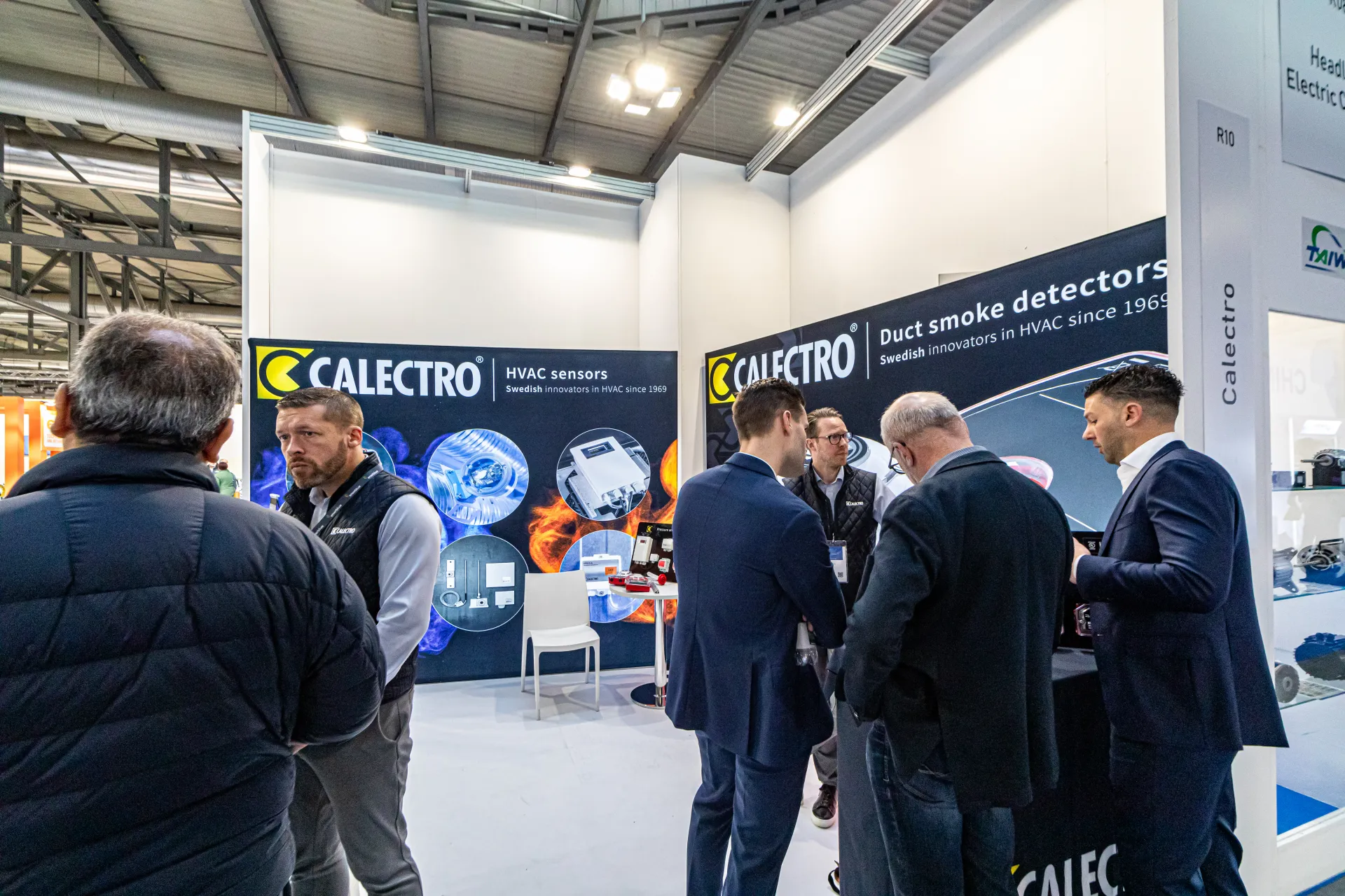 Calectro stand with duct smoke detectors and HVAC sensors at MCE 2024