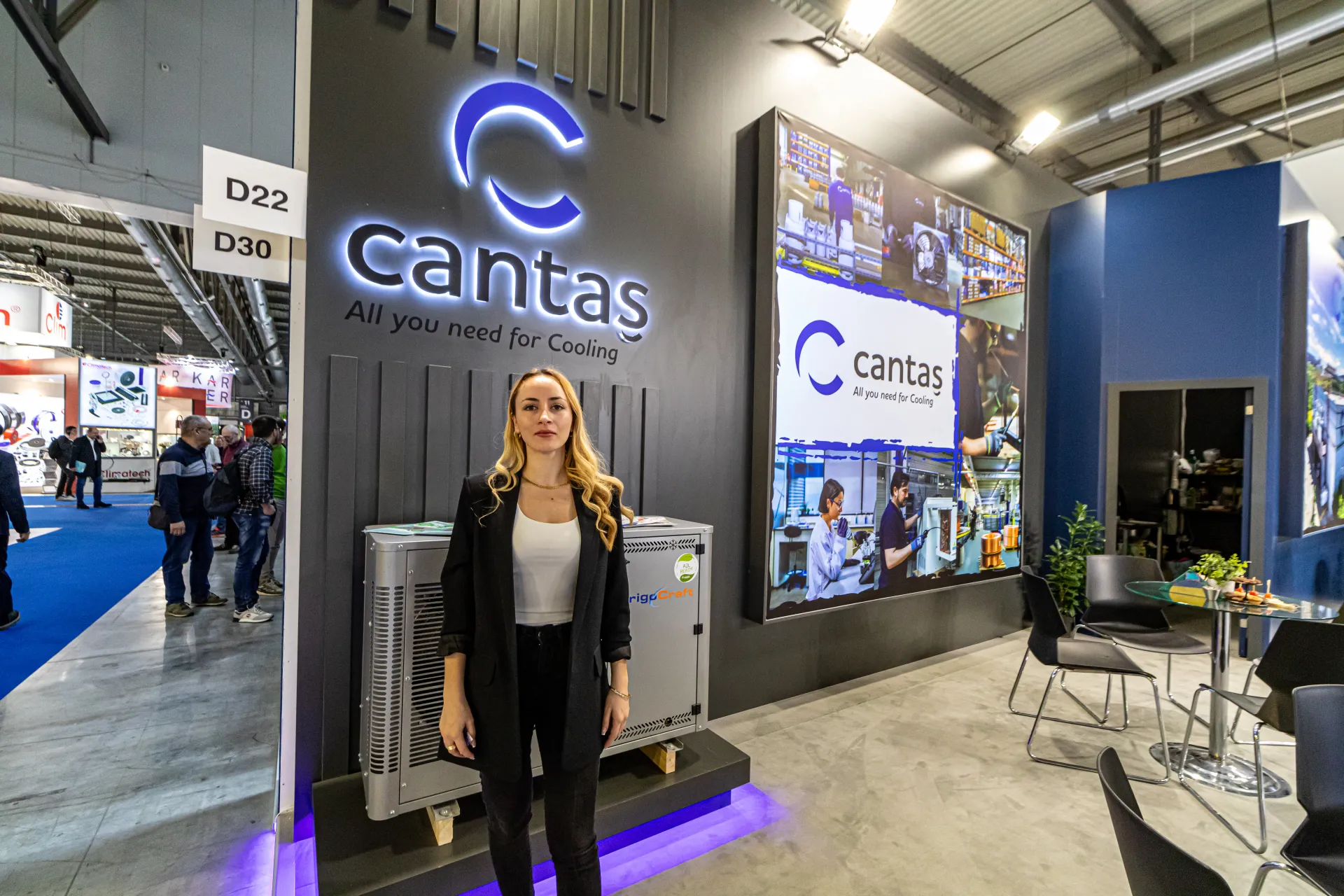 Cantaş logo wall with FrigoCraft condensing unit at stand D22 at MCE 2024